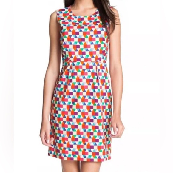 kate spade Dresses & Skirts - Kate Spade Abbey Bright Geometric Print Sheath Silk Blend Dress Size 2